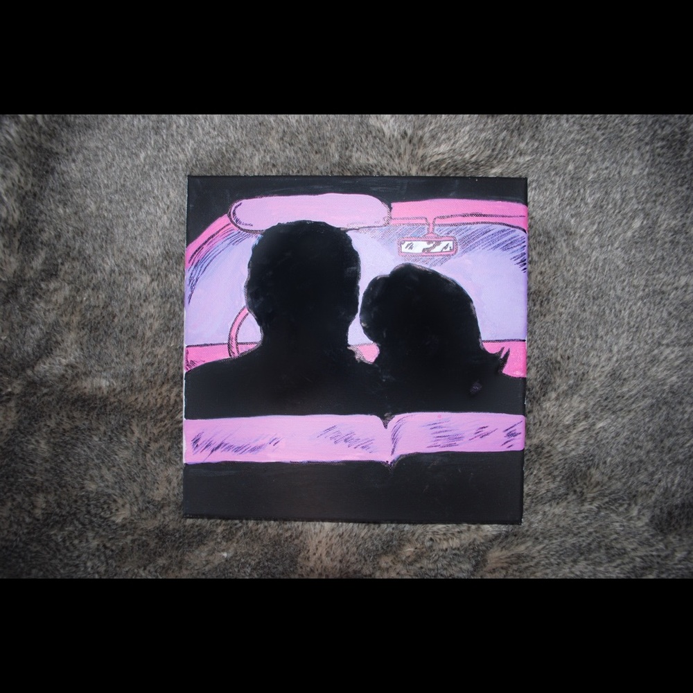 11 x 14 Retro Couple in a car / Acrylic on canvas